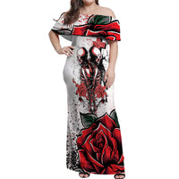 Skeleton Love Off Shoulder Maxi Dress Til Death Do Us Apart - Wonder Print Shop
