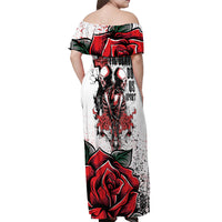 Skeleton Love Off Shoulder Maxi Dress Til Death Do Us Apart - Wonder Print Shop