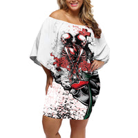 Skeleton Love Off Shoulder Short Dress Til Death Do Us Apart - Wonder Print Shop