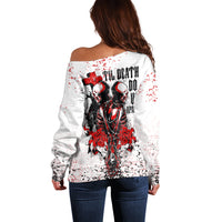 Skeleton Love Off Shoulder Sweater Til Death Do Us Apart - Wonder Print Shop
