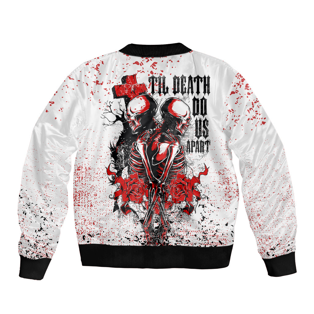 Skeleton Love Sleeve Zip Bomber Jacket Til Death Do Us Apart - Wonder Print Shop