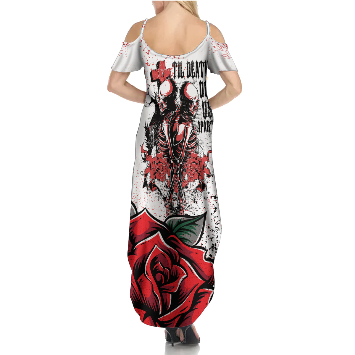 Skeleton Love Summer Maxi Dress Til Death Do Us Apart - Wonder Print Shop