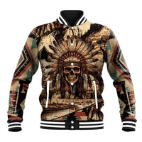 Native American Skull Baseball Jacket with Tribal Prints - Wonder Print Shop