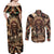 Native American Skull Couples Matching Off Shoulder Maxi Dress and Long Sleeve Button Shirts with Tribal Prints - Wonder Print Shop