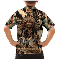 Native American Skull Family Matching Mermaid Dress and Hawaiian Shirt with Tribal Prints - Wonder Print Shop