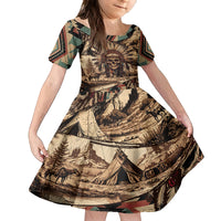 Native American Skull Family Matching Summer Maxi Dress and Hawaiian Shirt with Tribal Prints - Wonder Print Shop