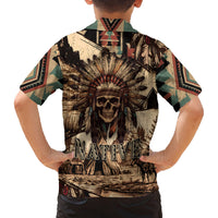 Native American Skull Family Matching Tank Maxi Dress and Hawaiian Shirt with Tribal Prints - Wonder Print Shop