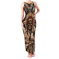 Native American Skull Family Matching Tank Maxi Dress and Hawaiian Shirt with Tribal Prints - Wonder Print Shop