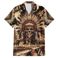 Native American Skull Hawaiian Shirt with Tribal Prints - Wonder Print Shop