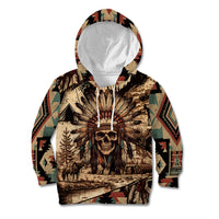 Native American Skull Kid Hoodie with Tribal Prints - Wonder Print Shop
