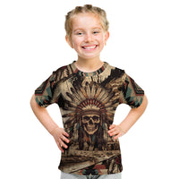 Native American Skull Kid T Shirt with Tribal Prints - Wonder Print Shop