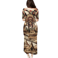 Native American Skull Puletasi with Tribal Prints - Wonder Print Shop