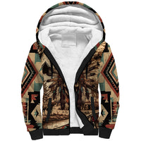 Native American Skull Sherpa Hoodie with Tribal Prints - Wonder Print Shop
