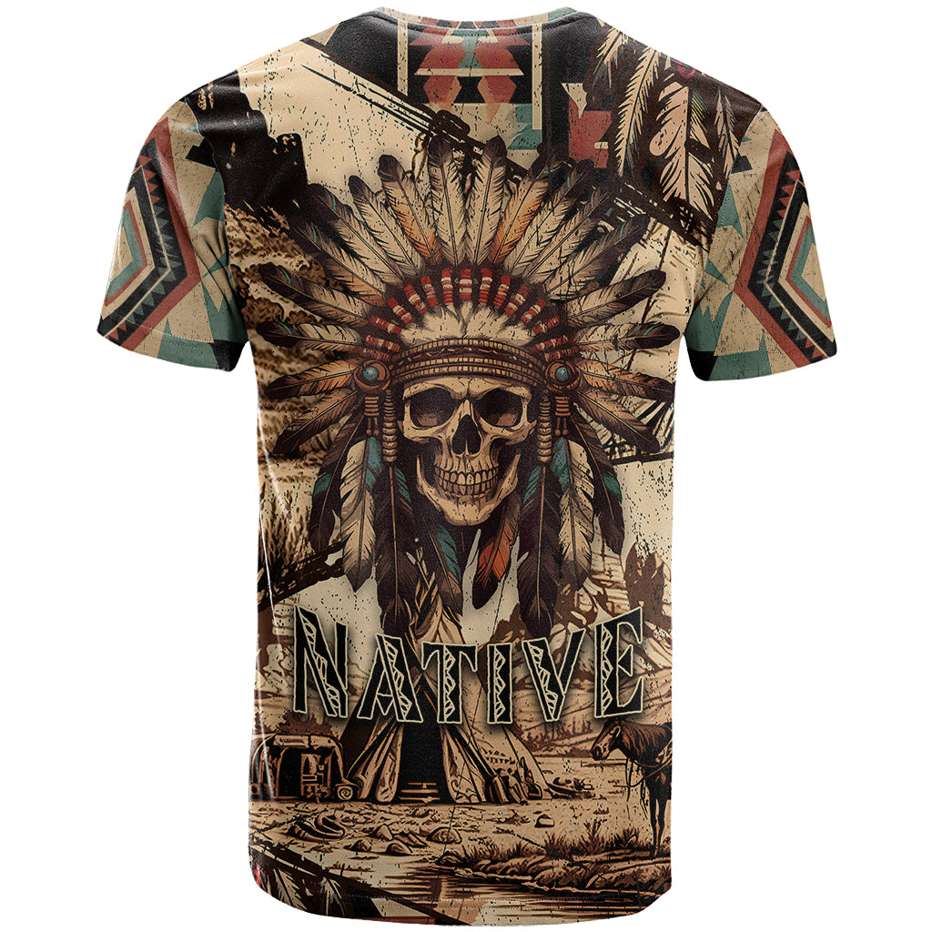 Native American Skull T Shirt with Tribal Prints - Wonder Print Shop