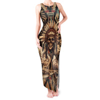 Native American Skull Tank Maxi Dress with Tribal Prints - Wonder Print Shop