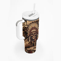 Native American Skull Tumbler With Handle with Tribal Prints - Wonder Print Shop