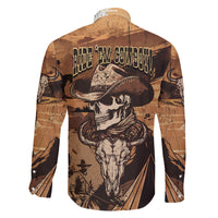 Skull Cowboy Family Matching Long Sleeve Bodycon Dress and Hawaiian Shirt Rise Em Cowboy - Wonder Print Shop