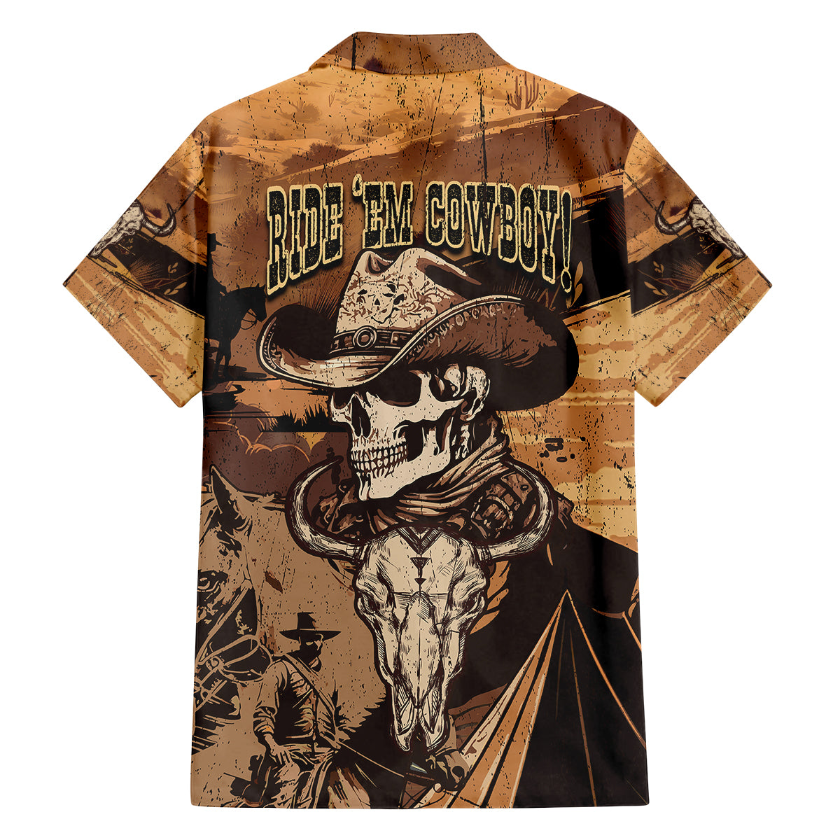 Skull Cowboy Family Matching Puletasi Dress and Hawaiian Shirt Rise Em Cowboy - Wonder Print Shop