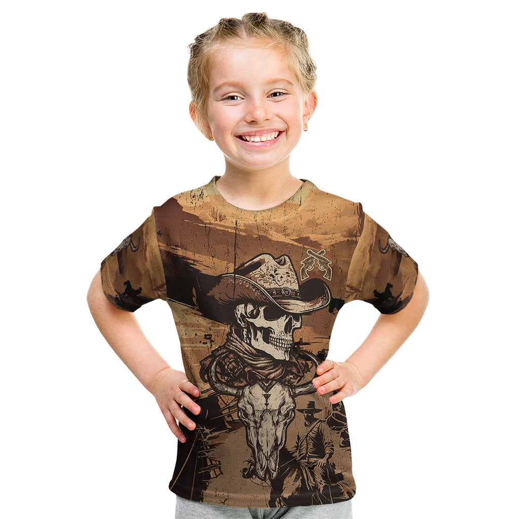 Skull Cowboy Kid T Shirt Rise Em Cowboy - Wonder Print Shop