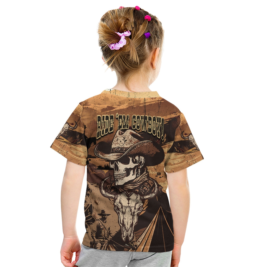 Skull Cowboy Kid T Shirt Rise Em Cowboy - Wonder Print Shop