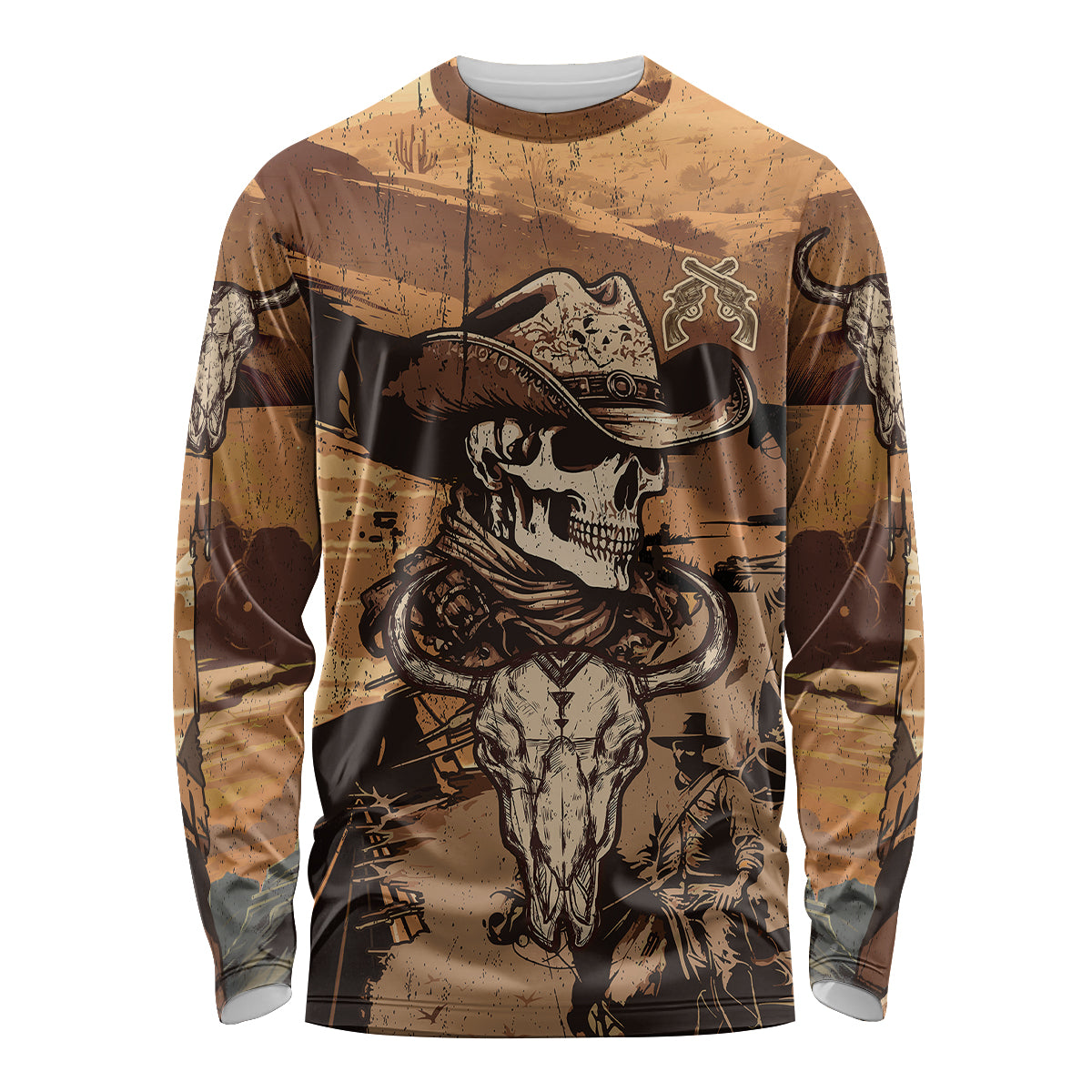Skull Cowboy Long Sleeve Shirt Rise Em Cowboy - Wonder Print Shop