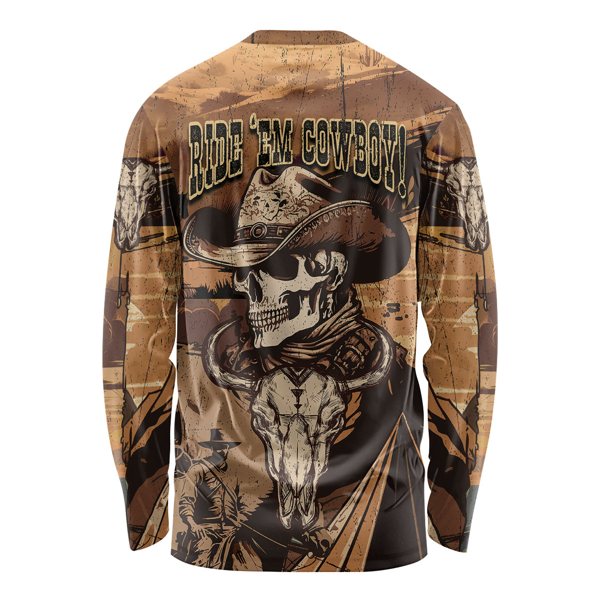 Skull Cowboy Long Sleeve Shirt Rise Em Cowboy - Wonder Print Shop