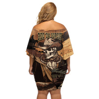 Skull Cowboy Off Shoulder Short Dress Rise Em Cowboy - Wonder Print Shop
