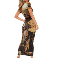 Skull Cowboy Short Sleeve Bodycon Dress Rise Em Cowboy - Wonder Print Shop