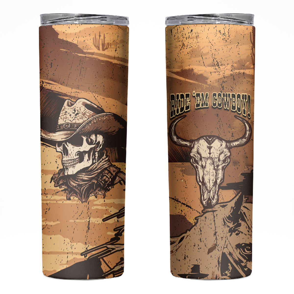 Skull Cowboy Skinny Tumbler Rise Em Cowboy - Wonder Print Shop
