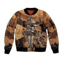 Skull Cowboy Sleeve Zip Bomber Jacket Rise Em Cowboy - Wonder Print Shop