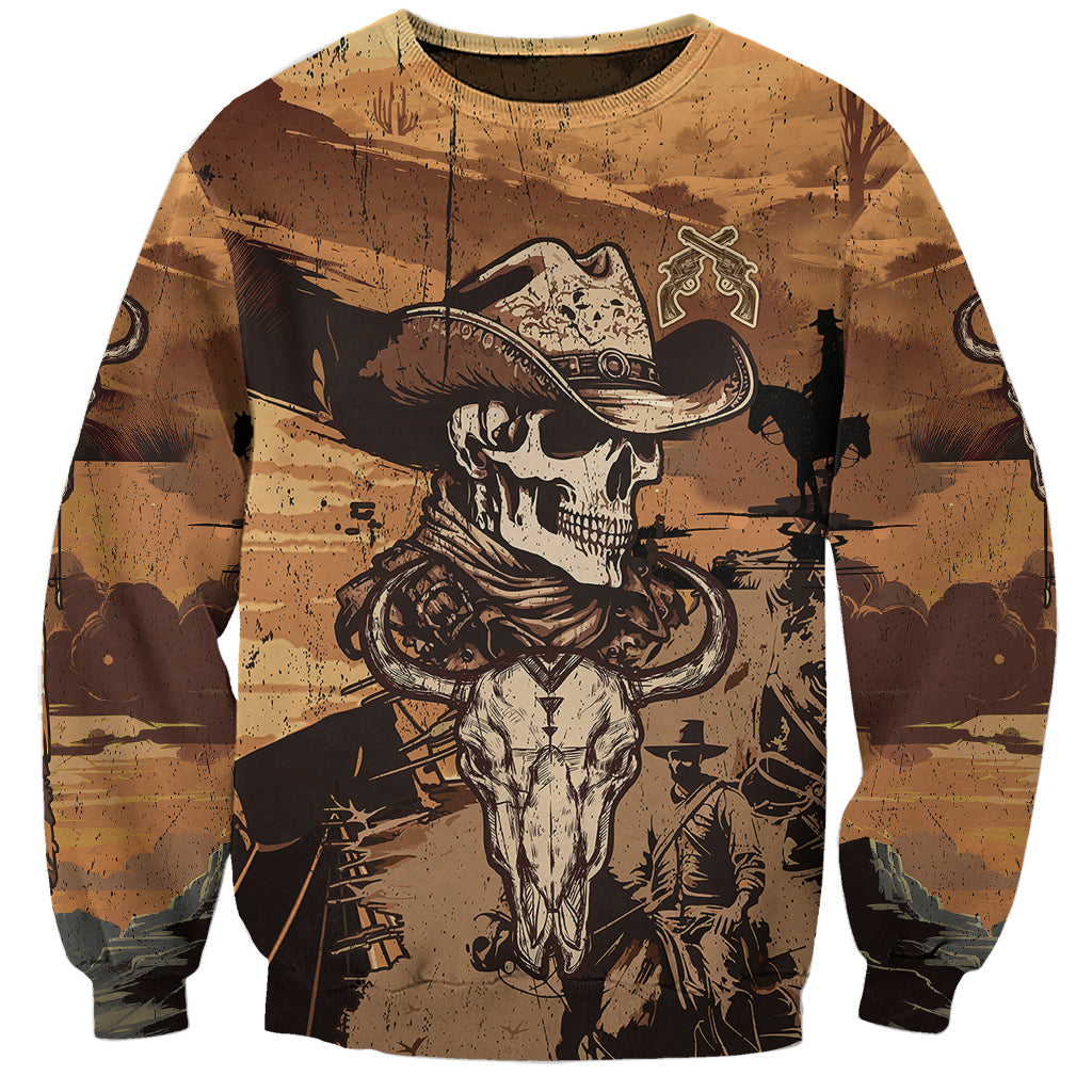 Skull Cowboy Sweatshirt Rise Em Cowboy - Wonder Print Shop