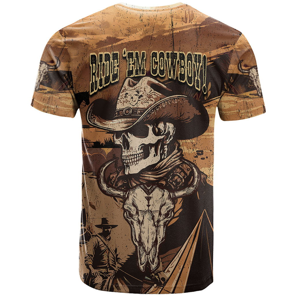 Skull Cowboy T Shirt Rise Em Cowboy - Wonder Print Shop