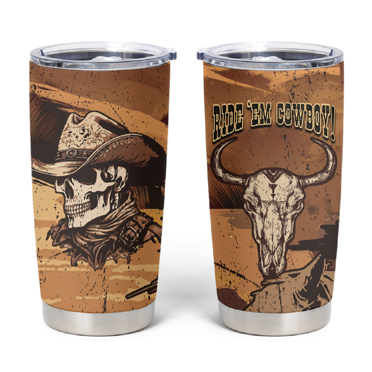 Skull Cowboy Tumbler Cup Rise Em Cowboy - Wonder Print Shop