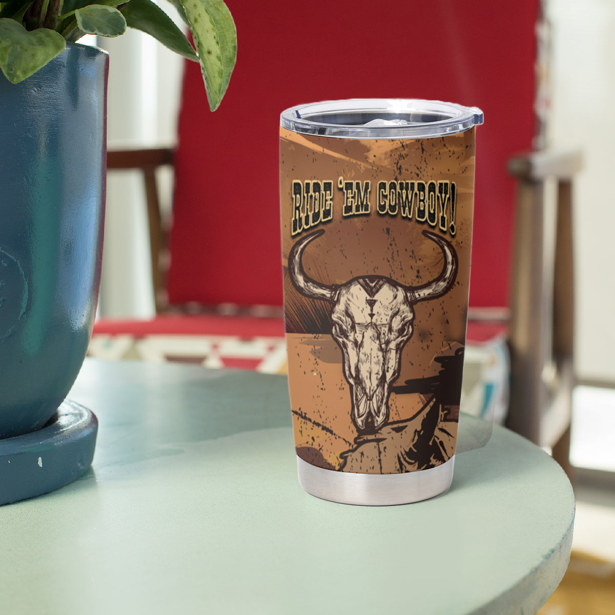 Skull Cowboy Tumbler Cup Rise Em Cowboy - Wonder Print Shop