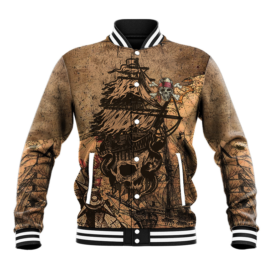 Skull Pirate Baseball Jacket Revenge Vintage Style Art - Wonder Print Shop