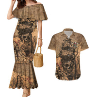 Skull Pirate Couples Matching Mermaid Dress and Hawaiian Shirt Revenge Vintage Style Art - Wonder Print Shop