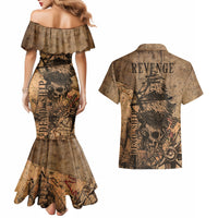 Skull Pirate Couples Matching Mermaid Dress and Hawaiian Shirt Revenge Vintage Style Art - Wonder Print Shop