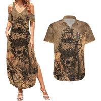 Skull Pirate Couples Matching Summer Maxi Dress and Hawaiian Shirt Revenge Vintage Style Art - Wonder Print Shop