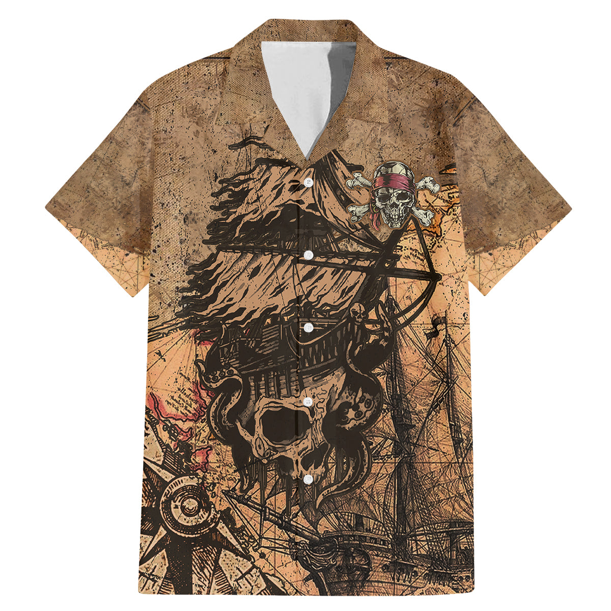 Skull Pirate Family Matching Mermaid Dress and Hawaiian Shirt Revenge Vintage Style Art - Wonder Print Shop