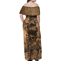 Skull Pirate Family Matching Off Shoulder Maxi Dress and Hawaiian Shirt Revenge Vintage Style Art - Wonder Print Shop