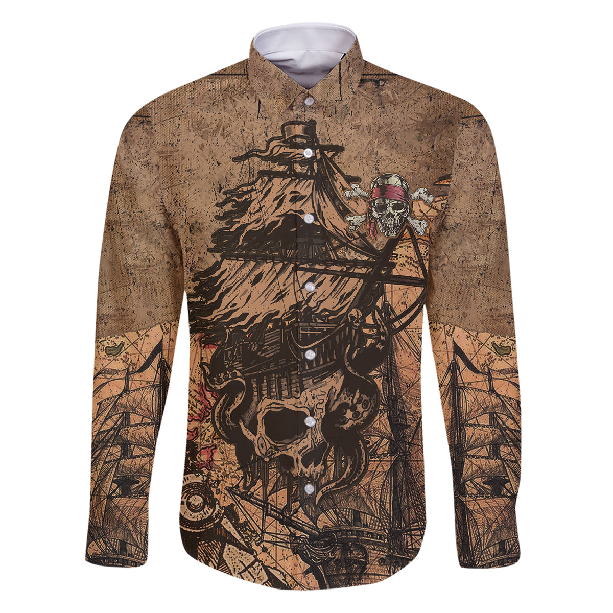 Skull Pirate Family Matching Short Sleeve Bodycon Dress and Hawaiian Shirt Revenge Vintage Style Art - Wonder Print Shop