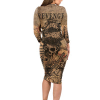 Skull Pirate Long Sleeve Bodycon Dress Revenge Vintage Style Art - Wonder Print Shop
