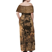 Skull Pirate Off Shoulder Maxi Dress Revenge Vintage Style Art - Wonder Print Shop