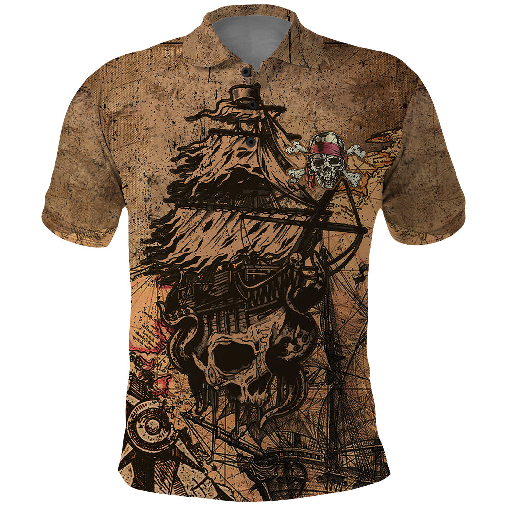 Skull Pirate Polo Shirt Revenge Vintage Style Art - Wonder Print Shop