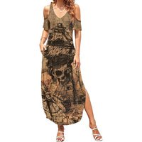 Skull Pirate Summer Maxi Dress Revenge Vintage Style Art - Wonder Print Shop