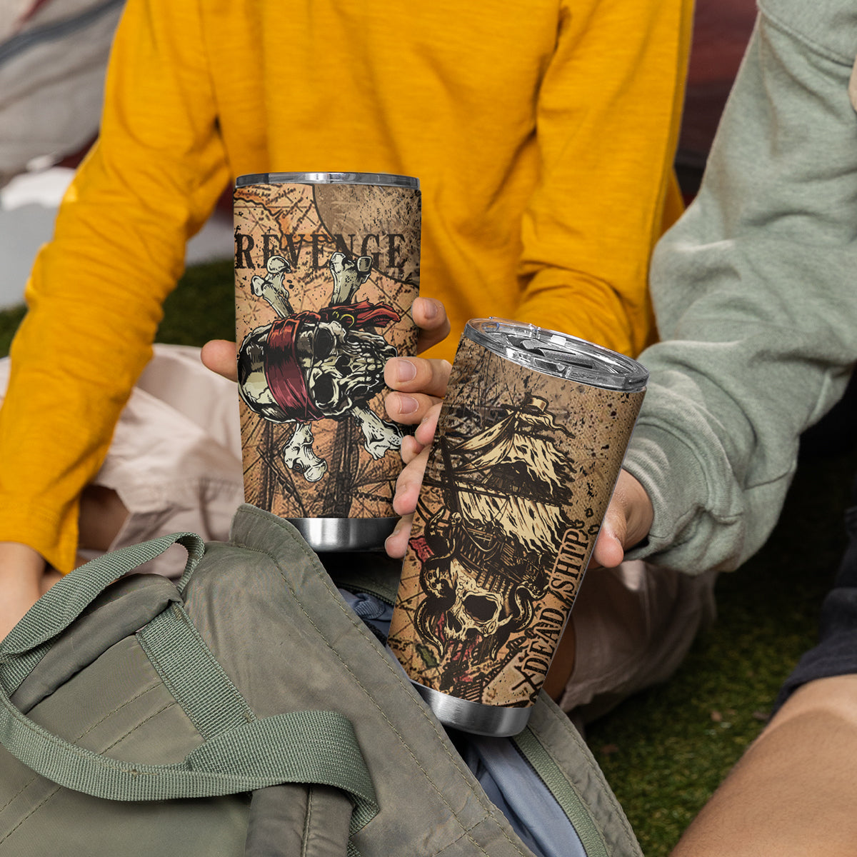 Skull Pirate Tumbler Cup Revenge Vintage Style Art - Wonder Print Shop