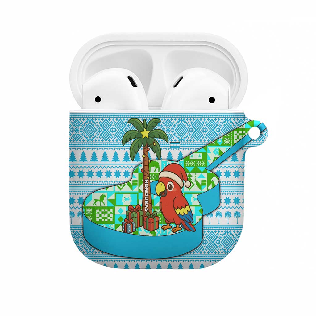Honduras Christmas AirPods Case with Santa Parrot Palm Tree and Tropical Gift Pattern Design - Wonder Print Shop