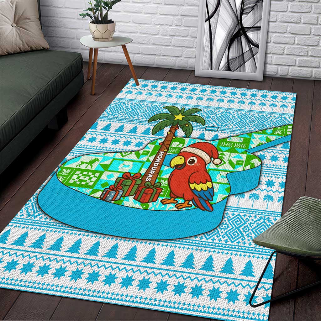 Honduras Christmas Area Rug with Santa Parrot Palm Tree and Tropical Gift Pattern Design - Wonder Print Shop