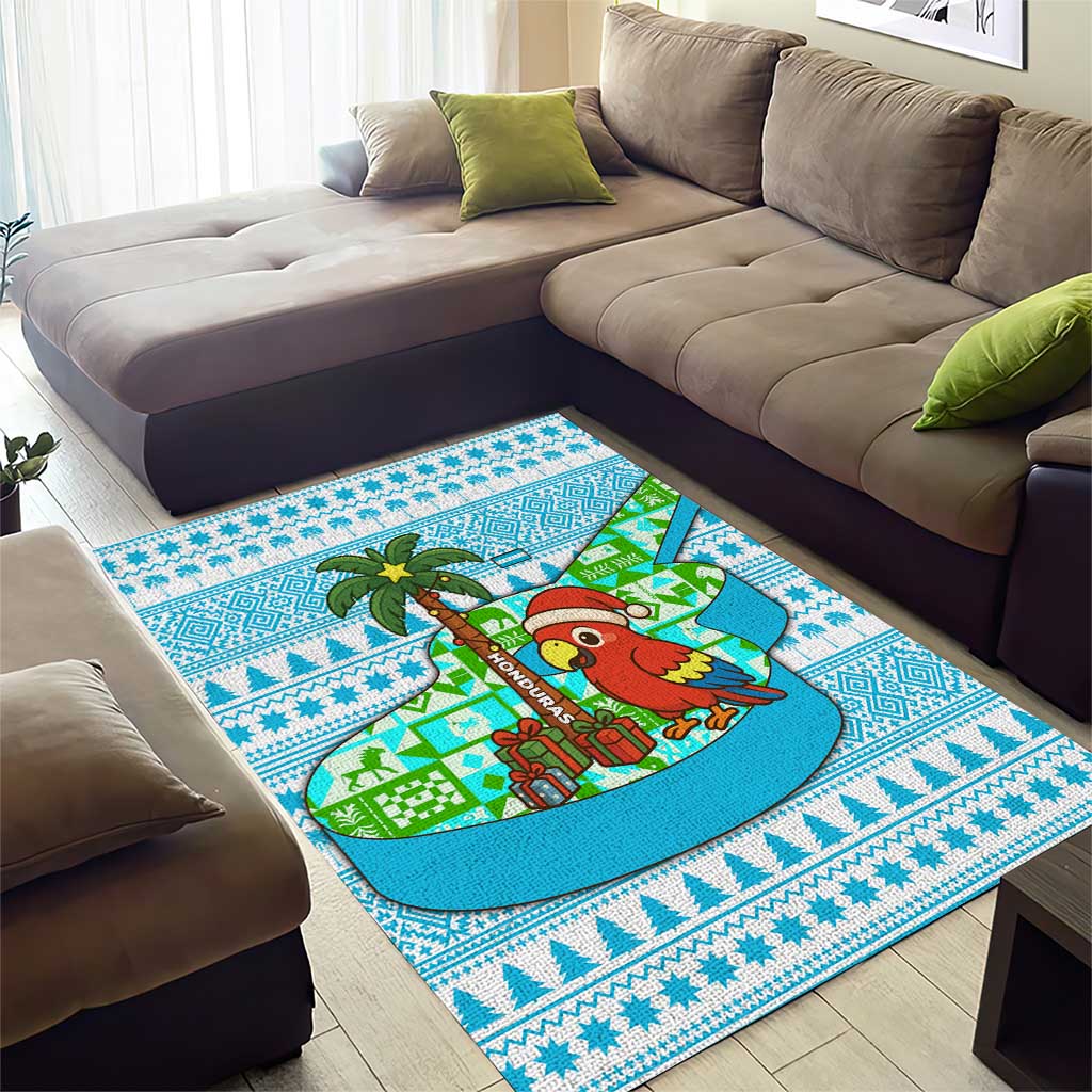 Honduras Christmas Area Rug with Santa Parrot Palm Tree and Tropical Gift Pattern Design - Wonder Print Shop