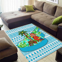 Honduras Christmas Area Rug with Santa Parrot Palm Tree and Tropical Gift Pattern Design - Wonder Print Shop